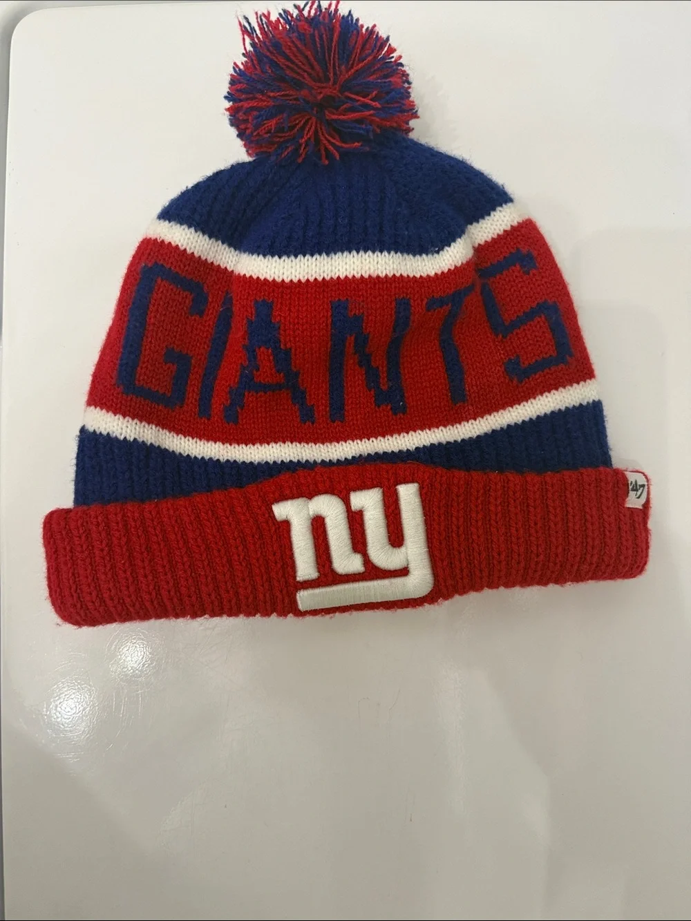 🥳 5 for $25 BUNDLE 47 Brand New York Giants Knit Pom Beanie - Red, Blue & White